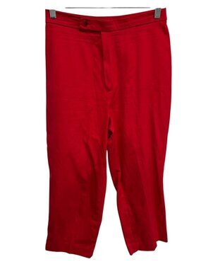 Briggs 8 Red Capri Pants Cotton Blend Stretch Waist Flat Front Classic Holiday
